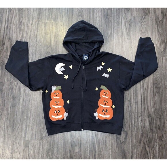 Vintage Lighthouse Apparel Retro Halloween Pumpkins bats Zipper Hoodie Size XL - Picture 1 of 12